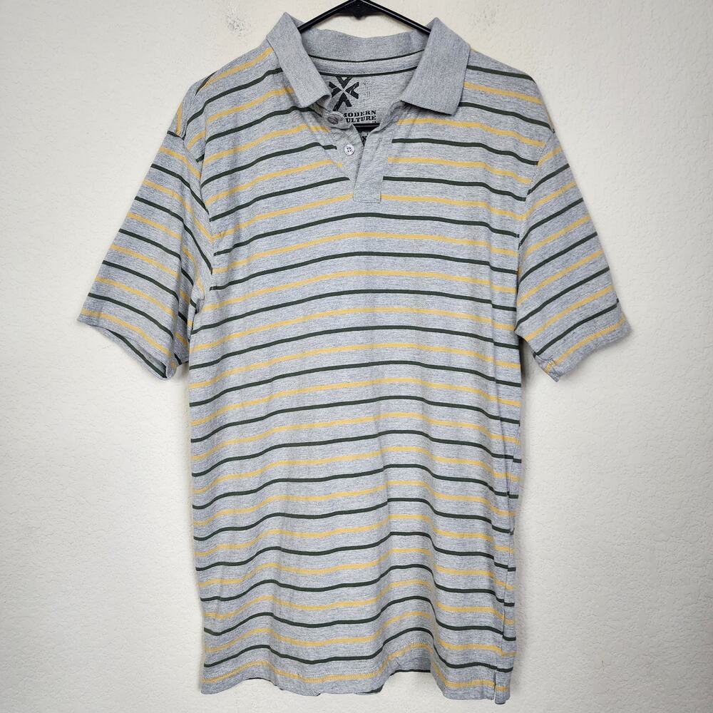 Modern Culture XXL Striped Collared Polo Shirt